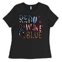 Black red wine blue Ladies Tee - CowhideDigitalArt