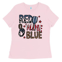 Bubblegum Pink red wine blue Ladies Tee - CowhideDigitalArt