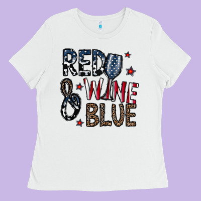 Red Wine Blue Ladies Tee Designed By Cowhidedigitalart
