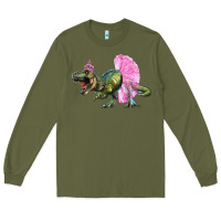 Army Green balerina t rex dinosaur with tutu Long Sleeve Tee - Artiststas