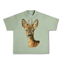 Oil Green Red brocket Deer Head Urban Heavy Tee - LillyAllenDesigns