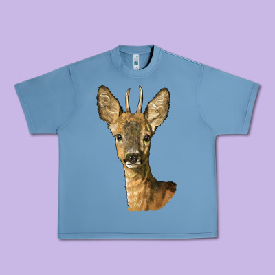 Red Brocket Deer Head Urban Heavy Tee Designed By Lillyallendesigns