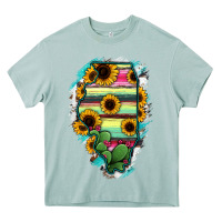 Arona Illinois Map Sunflower Cactus Serape Heavy Core Tee - RanaPortraitStore