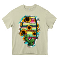 Mossy Illinois Map Sunflower Cactus Serape Heavy Core Tee - RanaPortraitStore