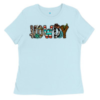 Baby Blue howdy Ladies Tee - CowhideDigitalArt
