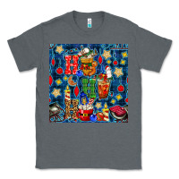 Charcoal Heather christmas ho ho ho with coffee cups and ornaments with plaid seamless  Classic Tee - BundleAndBundleShop