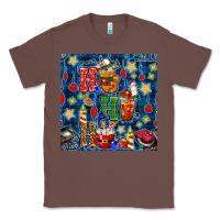 Chestnut christmas ho ho ho with coffee cups and ornaments with plaid seamless  Classic Tee - BundleAndBundleShop