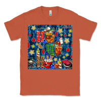 Copper christmas ho ho ho with coffee cups and ornaments with plaid seamless  Classic Tee - BundleAndBundleShop