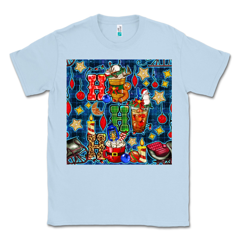 Christmas Ho Ho Ho With Coffee Cups And Ornaments With Plaid Seamless  Classic Tee by BundleAndBundleShop | Teevron