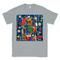 Heather Grey christmas ho ho ho with coffee cups and ornaments with plaid seamless  Classic Tee - BundleAndBundleShop