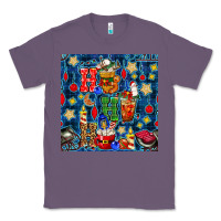Lavender christmas ho ho ho with coffee cups and ornaments with plaid seamless  Classic Tee - BundleAndBundleShop