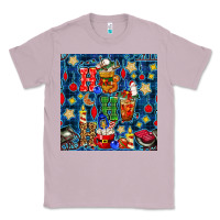 Lilac christmas ho ho ho with coffee cups and ornaments with plaid seamless  Classic Tee - BundleAndBundleShop
