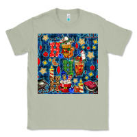 Matcha christmas ho ho ho with coffee cups and ornaments with plaid seamless  Classic Tee - BundleAndBundleShop