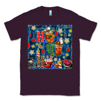 Plum christmas ho ho ho with coffee cups and ornaments with plaid seamless  Classic Tee - BundleAndBundleShop