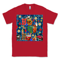 Red christmas ho ho ho with coffee cups and ornaments with plaid seamless  Classic Tee - BundleAndBundleShop