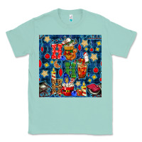 Seafoam christmas ho ho ho with coffee cups and ornaments with plaid seamless  Classic Tee - BundleAndBundleShop