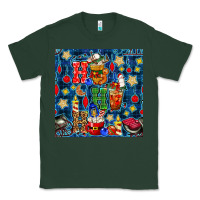 Sports Green christmas ho ho ho with coffee cups and ornaments with plaid seamless  Classic Tee - BundleAndBundleShop