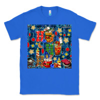 True Royal christmas ho ho ho with coffee cups and ornaments with plaid seamless  Classic Tee - BundleAndBundleShop