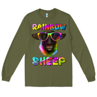Army Green rainbow sheep suffolk sheep Long Sleeve Tee - Artiststas