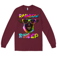 Burgundy rainbow sheep suffolk sheep Long Sleeve Tee - Artiststas