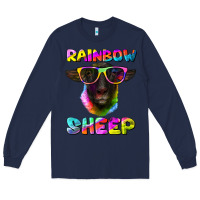 Navy rainbow sheep suffolk sheep Long Sleeve Tee - Artiststas