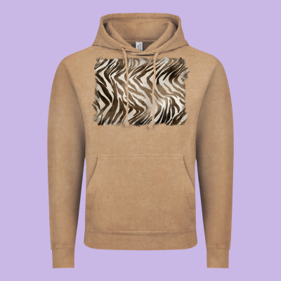 Brown Zebra Pattern Background Vintage Hoodie Designed By Barkaloodesign