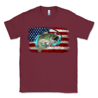 Burgundy American Flag Fish Classic Tee - Jasminsmagicworld