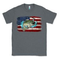 Charcoal Heather American Flag Fish Classic Tee - Jasminsmagicworld