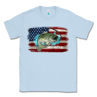 Dusty Blue American Flag Fish Classic Tee - Jasminsmagicworld