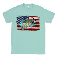 Seafoam American Flag Fish Classic Tee - Jasminsmagicworld