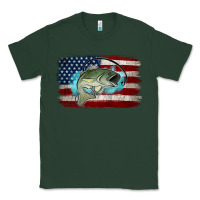 Sports Green American Flag Fish Classic Tee - Jasminsmagicworld