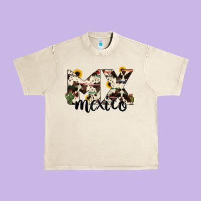 Mexico State Cowhide Serape Cactus Urban Heavy Tee Designed By Ranaportraitstore