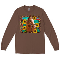 Chestnut horse sunflowers turquoise wooden serape leopard Long Sleeve Tee - Artiststas