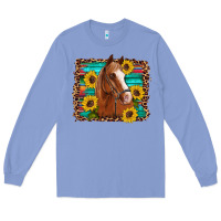 Colony Blue horse sunflowers turquoise wooden serape leopard Long Sleeve Tee - Artiststas