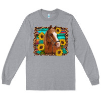 Heather Grey horse sunflowers turquoise wooden serape leopard Long Sleeve Tee - Artiststas