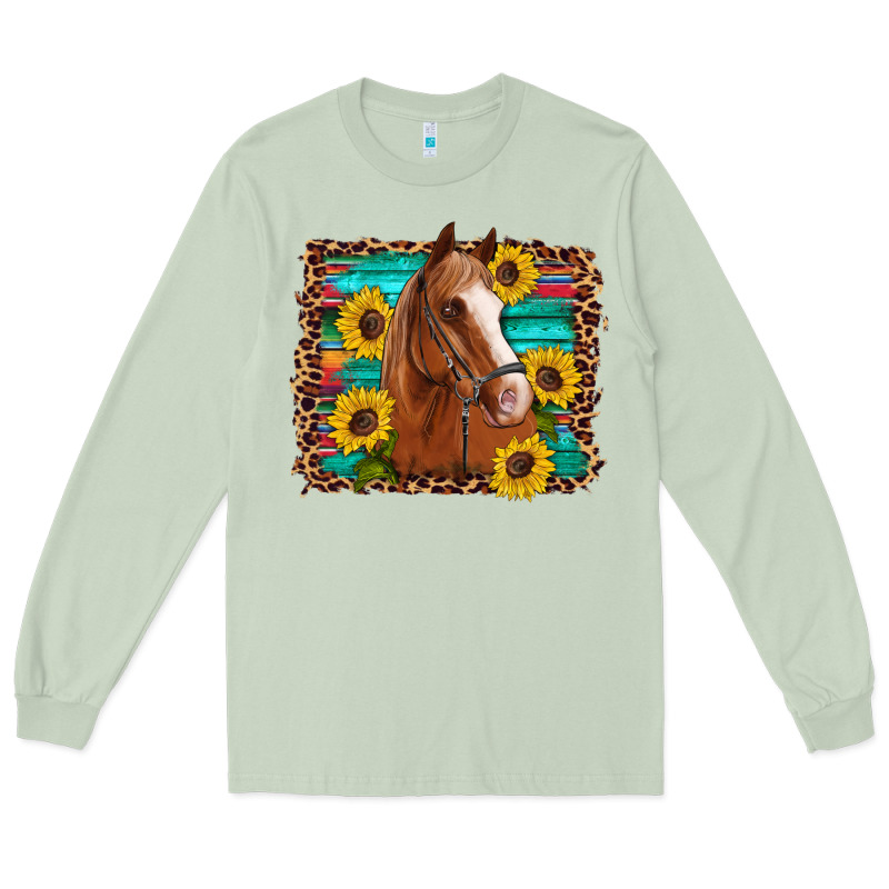 Horse Sunflowers Turquoise Wooden Serape Leopard Long Sleeve Tee by Artiststas | Teevron