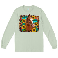 Matcha horse sunflowers turquoise wooden serape leopard Long Sleeve Tee - Artiststas
