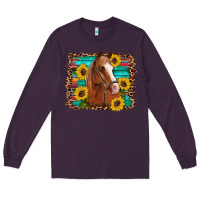 Plum horse sunflowers turquoise wooden serape leopard Long Sleeve Tee - Artiststas