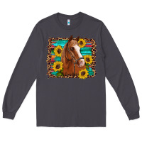 Smoke horse sunflowers turquoise wooden serape leopard Long Sleeve Tee - Artiststas