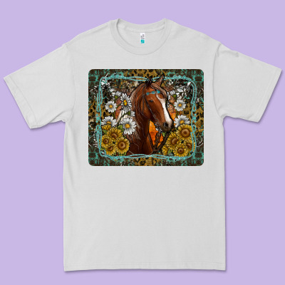 Western Horse Mouse Pad Premium Tee Designed By Cowhidedigitalart