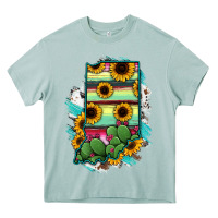 Arona Indiana Map Sunflower Cactus Serape Heavy Core Tee - RanaPortraitStore
