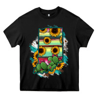 Black Indiana Map Sunflower Cactus Serape Heavy Core Tee - RanaPortraitStore