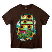 Chocolate Brown Indiana Map Sunflower Cactus Serape Heavy Core Tee - RanaPortraitStore