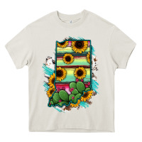 Cream Indiana Map Sunflower Cactus Serape Heavy Core Tee - RanaPortraitStore