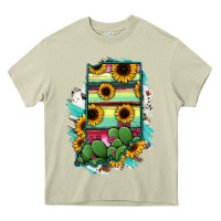 Mossy Indiana Map Sunflower Cactus Serape Heavy Core Tee - RanaPortraitStore
