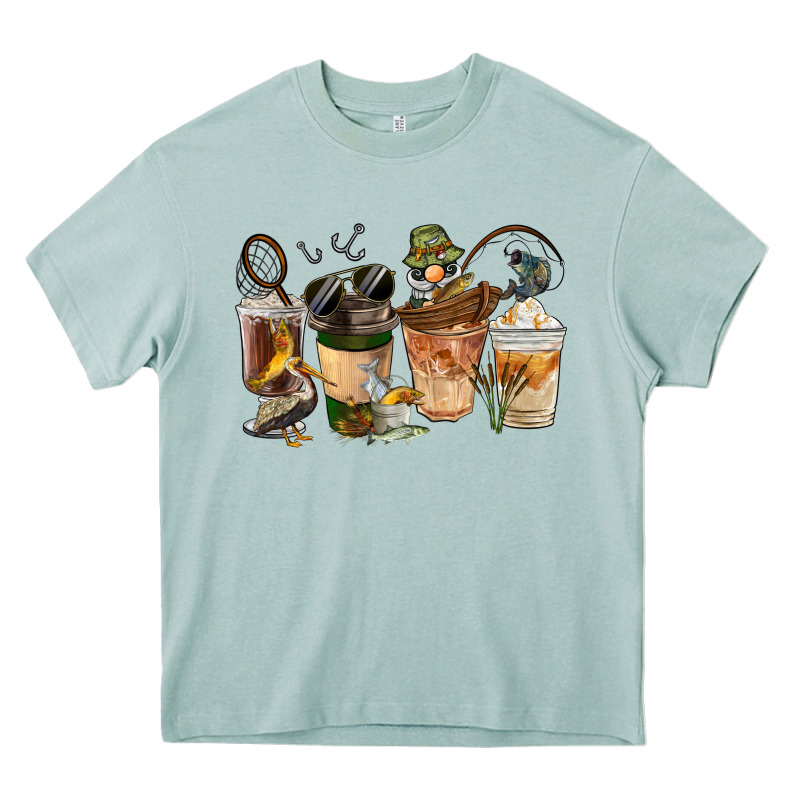Fishing Coffee Cups Heavy Core Tee by FaDigitalArtStudio | Teevron