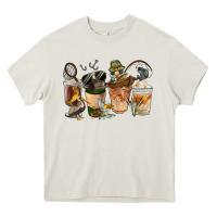 Cream Fishing Coffee Cups Heavy Core Tee - FaDigitalArtStudio