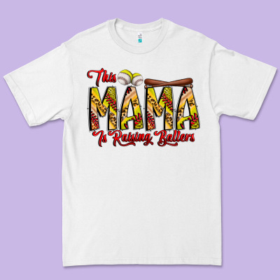 This Mama Is Raising Ballers Softball And Baseball Premium Tee Designed By Cowhidedigitalart