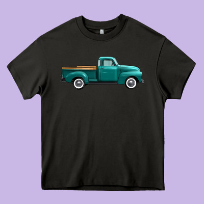 Western Truck Side View Heavy Core Tee Designed By Fadigitalartstudio