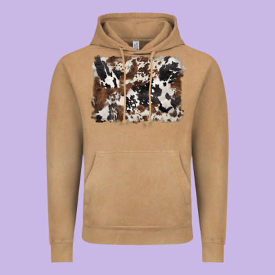 Black And Brown Cowhide Background Vintage Hoodie Designed By Barkaloodesign